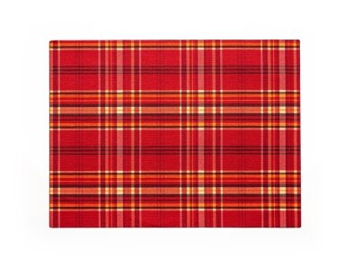 The stain-resistant placemat is red WAVED