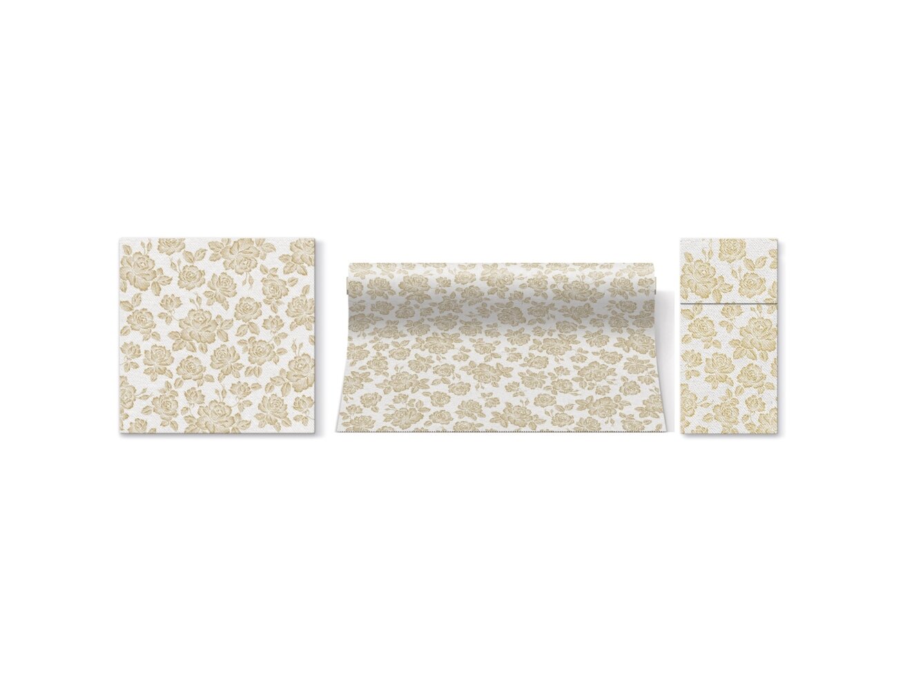Cutlery pocket SUBTLE ROSES gold, Airlaid textile 2 Cutlery pocket SUBTLE ROSES gold, Airlaid textile 2