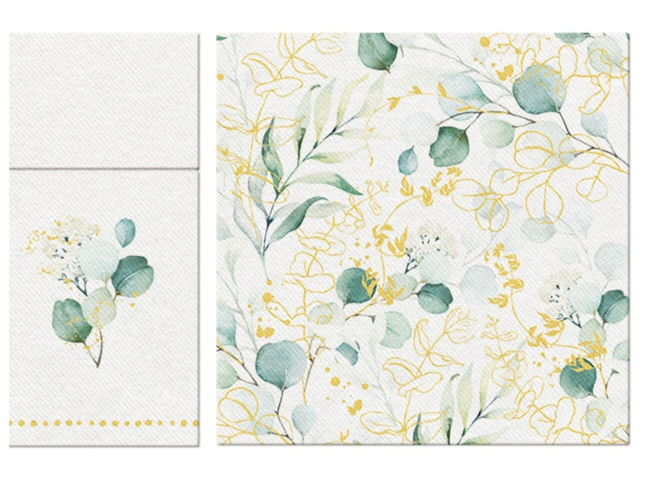 Napkins golden EUCALYPTUS Airlaid textile 2 Napkins golden EUCALYPTUS Airlaid textile 2