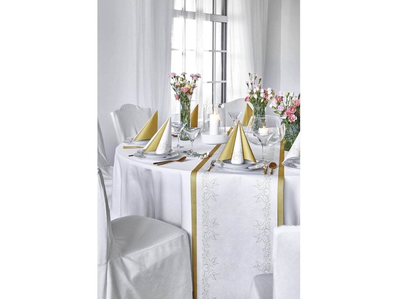 Napkins DOVES gold, Airlaid textile 2 Napkins DOVES gold, Airlaid textile 2