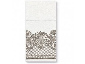 Cutlery pocket ROYAL LACE brown, Airlaid textile