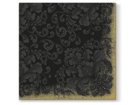Napkins Rococo black, Airlaid textile