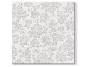 Napkins Subtle roses silver, Airlaid textile