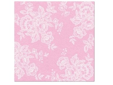 Servetėlė ,,Minkšti nėriniai" šviesiai rausva Airlaid, soft lace