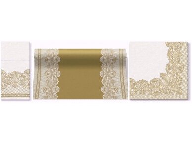 Cutlery pocket ROYAL LACE gold, Airlaid textile 1