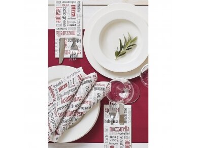 Cutlery pocket ITALIAN FOOD bordeaux, Airlaid textile 2
