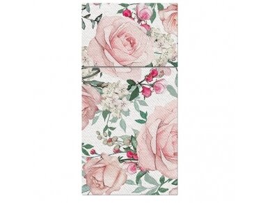 Cutlery pocket GORGEOUS ROSES, Airlaid textile