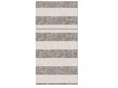Cutlery pocket LINEN STRIPES brown, Airlaid textile