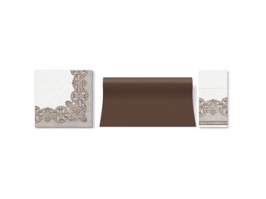 Cutlery pocket ROYAL LACE brown, Airlaid textile 1