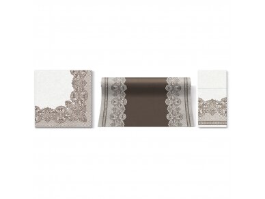 Cutlery pocket ROYAL LACE brown, Airlaid textile 3