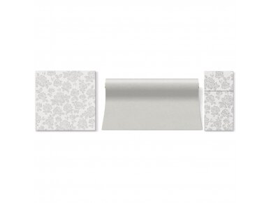 Cutlery pocket SUBTLE ROSES silver, Airlaid textile 1