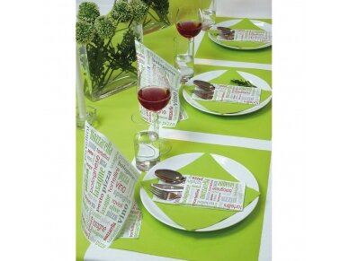 Cutlery pocket ITALIAN FOOD green, Airlaid textile 3
