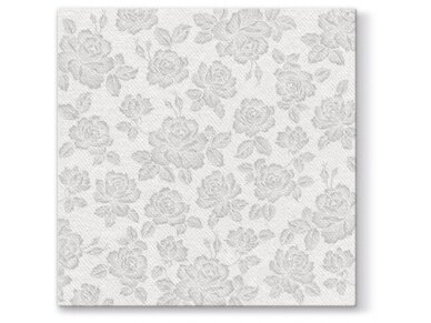 Napkins Subtle roses silver, Airlaid textile