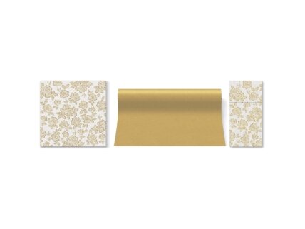 Cutlery pocket SUBTLE ROSES gold, Airlaid textile 1 Cutlery pocket SUBTLE ROSES gold, Airlaid textile 1