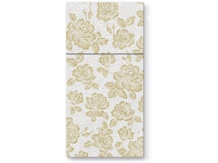 Cutlery pocket SUBTLE ROSES gold, Airlaid textile Cutlery pocket SUBTLE ROSES gold, Airlaid textile