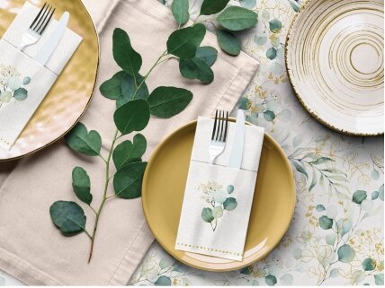 Napkins golden EUCALYPTUS Airlaid textile 1 Napkins golden EUCALYPTUS Airlaid textile 1