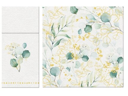 Napkins golden EUCALYPTUS Airlaid textile 2 Napkins golden EUCALYPTUS Airlaid textile 2