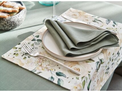 Tablecloth stain resistant tablecloth LOFT, reed green, white 180 cm 1 Tablecloth stain resistant tablecloth LOFT, reed green, white 180 cm 1