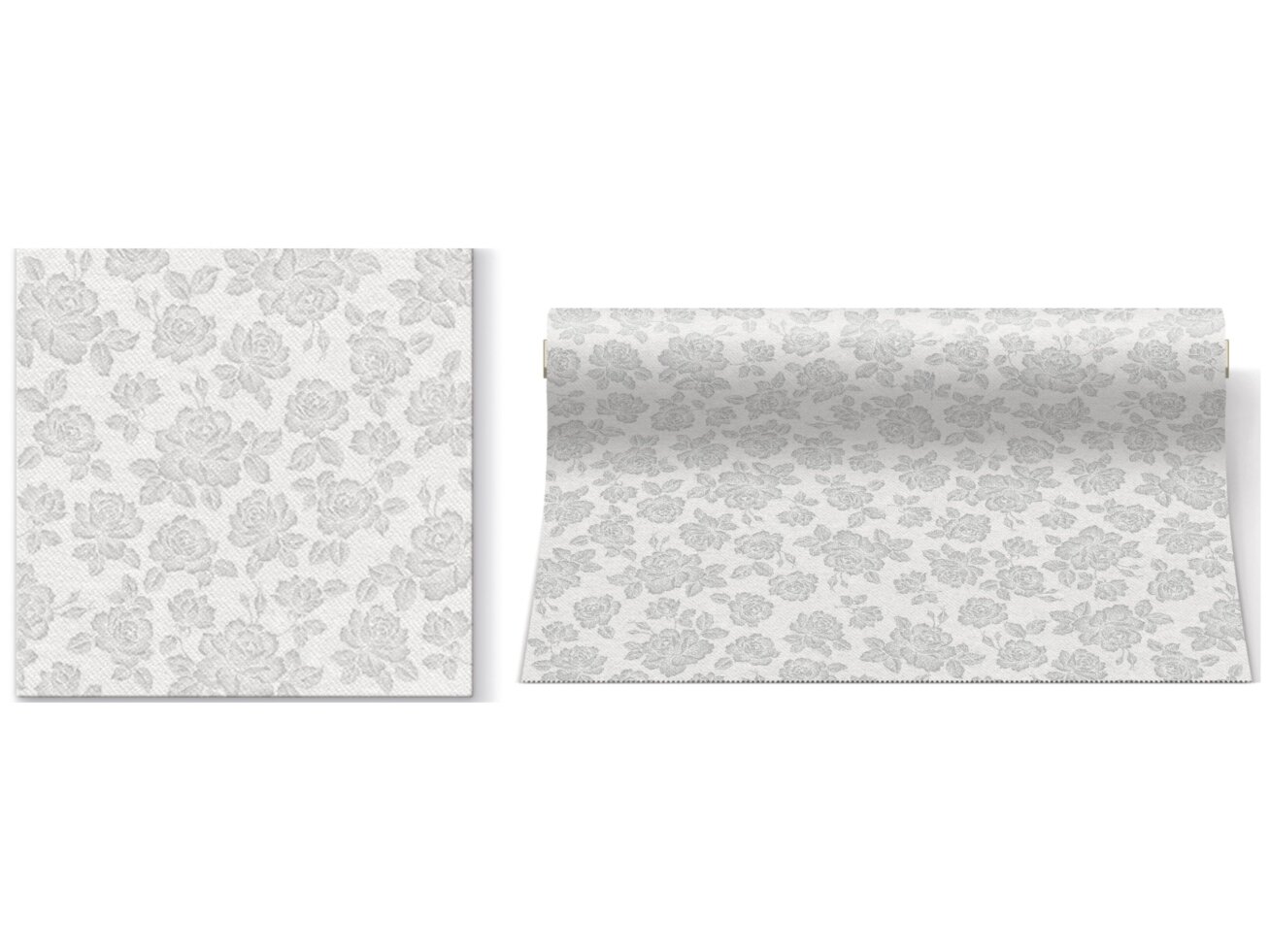 Table runner SUBTLE ROSES silver, Airlaid textile 2 Table runner SUBTLE ROSES silver, Airlaid textile 2