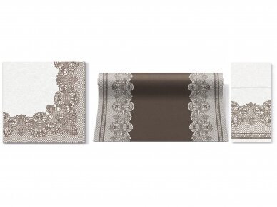 Table runner ROYAL LACE brown, Airlaid textile 1