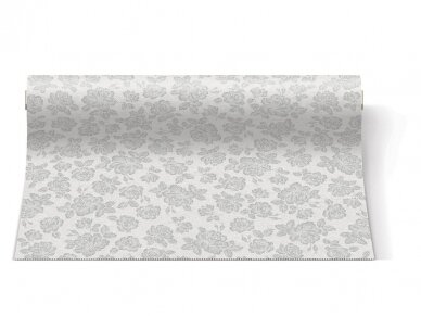 Table runner SUBTLE ROSES silver, Airlaid textile