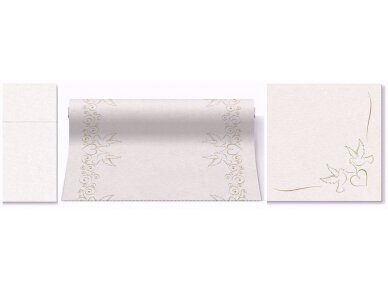 Table runner DOVES gold, Airlaid textile 1