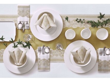 Table runner ROYAL LACE gold, Airlaid textile 2 Table runner ROYAL LACE gold, Airlaid textile 2