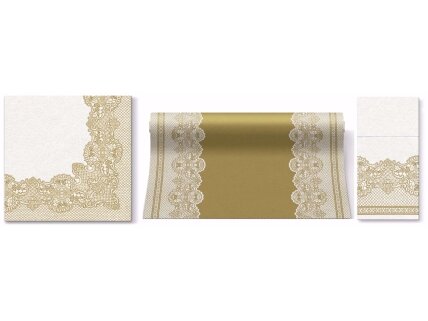 Table runner ROYAL LACE gold, Airlaid textile 1 Table runner ROYAL LACE gold, Airlaid textile 1