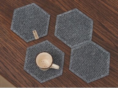 Felt coaster hexagon "Stella" grey